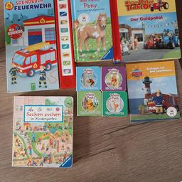 alle im super Zustand 
Pony Buch: 2€ 
Sam: 1€ 
Feuerwehr Soundbuch 2€
Traktor: gratis
Kindergarten: verkauft