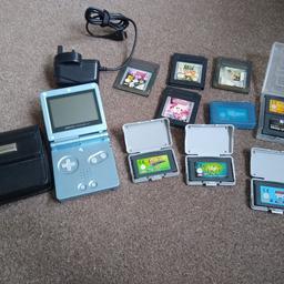 blue Gameboy advance SP with 10 games, charger, case. 
fully working. 

COLLECTION ONLY.