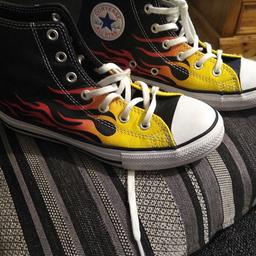 converse trainers with flame design, worn once. excellent like new.