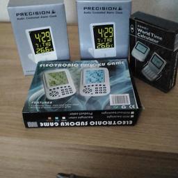 Radio alarm clocks x2 world time calculator. Electric sudoku game
