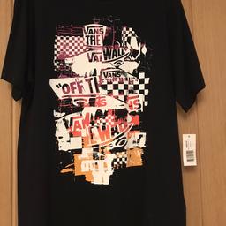 B.N.W.T BLACK VANS T SHIRT. SIZE=LARGE BOYS, UNWANTED GIFT, FROM SMOKE FREE HOME.