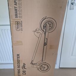 here i am selling an electric scooter brand new in the box never opened still sealed .. fantastic for a a Christmas present ... it has smartphone app control, cruise control, support speed limit setting, load capacity 120kg,waterproof design,app lock scooter, front and back light's, speedometer, antiskid off road solid tyre,electric and disc brakes, selling this for £270. collection only!!