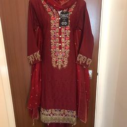 Cotton embroidered suit beautiful design & nice colour combination.self embroidered material.embroidered trouser & chiffon dupatta.reasonable offers please