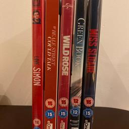 5 DVDs - sealed
Love, Simon
if Beale Street Could Talk
Wild Rose
Green Book
Miss Sloane

Royal Mail 2nd class delivery - £3.10