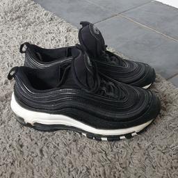 Nike Air Max 97s size 4.5 .
Black and White. In good condition as only worn a few times as out grown . These are genuine Nikes. Cost over £100. Need Gone.