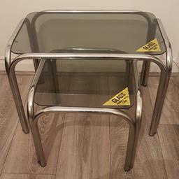 x 2 glass & chrome small nesting table ideal if you have limited space -just need a good polish