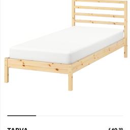 Ich verkaufe  Einzelbett (gebraucht) von Ikea inklusive Lattenrost (1 Latte leicht eingerissen). Der Neupreis  ohne Rost war wie auf dem Bild 49,99.-- Euro.