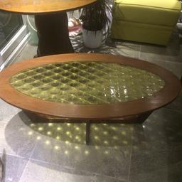 Retro l oval glass top coffee table,good condition collection only stourport