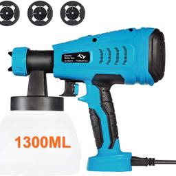 Paint Sprayer Tilswall 550 Watt HVLP Home Electric Spray Gun Power Painter with 1300ML Detachable Tank Max 1200ml/min,3 Spray Patterns,3 Nozzle Sizes for Fence,Cabinet,Home Painting