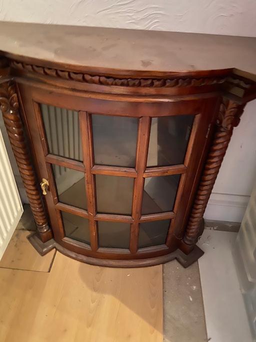 Buy & Sell Hertfordshire Watford - Photos for Hard wood cabinet bow front glass £95