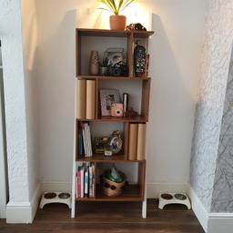 dark oak laddershelf with white accents, good condition from smoke free home