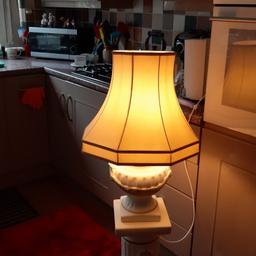 Beautiful  cream/gold Lampstand  with matching Lamp and shade photo  shows it working.can be used as a plant stand and Lamp elsewhere  in the home.but looks amazing  2gether. bargain ideal xmas gift.buyer must collect. .cream/gold shade gold.