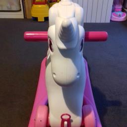 unicorn rocker and ride on all in one converer to a rocker to ride on in excellent condition been sat on a couple of times