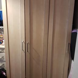 Triple wardrobe in excellent condition £60

This wardrobe is very tall, heavy, very sturdy and durable. It is in 2 parts a double and single so does not need to go in the same place. The double side has a shelf and 2 rails. The single side has a shelf and 1 rail. It is already dismantled and ready to go.

As one:
53"wide
82" height
2ft 1/2" deep

Double: 35" wide
Single: 17 1/2" wide

Collection Ribbleton pr1 area, will need a large car or van as the pieces are very tall. Possible local delivery
