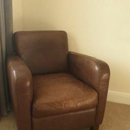 Two small leather armchairs in Brown full hide leather.
Ideal for play rooms or small lounge.
