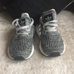 Grey and black Adidas trainers
Infant size 7 
in a great condition
From a smoke and pet free home
Postage is with Royal mail second-class can be changed to tracked as long as Buyer pays additional postage fees.