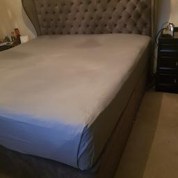 superking velour bed frame with winged studded sides, absolutely stunning bed and very heavy.. divan base with two draws at ends .. any viewing welcome.. collection from huyton l36