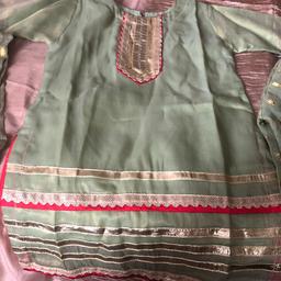 Brand new from Pakistan. Size 24. Fits a 2-3 year old. My mum bought this for my daughter but it’s small for her as my daughter is quite tall. Hasn’t been warm at all. Comes with a dupatta aswell 