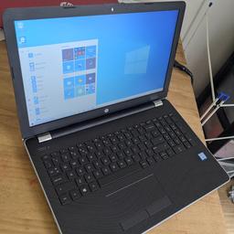 HP 15-bs158sa great condition barley used
15.6” Full HD Screen Display
Intel® Core™ i5-8250U 1.60 GHz up to 3.40 GHz Max Turbo boost Processor Quad-core 
Graphics: Integrated Intel® UHD Graphics 620 
1.60 GHz up to 3.40 GHz Max Turbo boost 1TB HDD Storage Plus 8GB DDR4 SDRAM RAM memory
Windows 10
Microsoft Office 365
Antivirus Protection included

Webcam, HDMI, Multimedia Card Reader, 2x 3.0 & 1x 3.1 high speed USB Ports

Condition: Laptop may have light scratches but it's in great condition.
