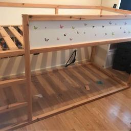 For sale mid sleeper/cabin bed used but good condition, it does have some butterfly stickers on it (Can be removed)
Dismantled ready to go.
Collection romiley.