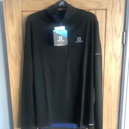Salomon mid layer zip neck men’s top,
Brand new with tags on,
Advanced skin warm fibre technology,
Cost £45 new but having a clear out and won’t be worn.
Size XL