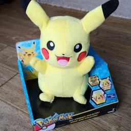 Large Pikachu Toy - Says several phrases and cheeks light up when tummy is pressed
Brand New Condition - Never Been Used Out of Box
Takes Batteries - Included
