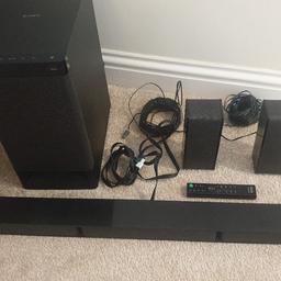 Sony sound bar (wall mountable)

Sony sub. connect via optical cable, Bluetooth or HDMI. optical cable included

2 x Sony speakers

remote control

perfect working order and condition

£100.