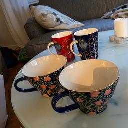 2 cups from Iitala and two from indiska. Buy all for 75kr or each for 25kr. Collect at Sareksvägen on agreed time. (Available to collect also during workdays)