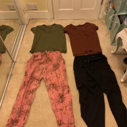 All included are...

1. Zara cargo trousers L
2. Zara palm print trousers L
3.Zara brown tee S
4. Zara green tee M
5. M&S grey jumper M
6. M&S Amore tee sz 14
7. M&S long sleeve white top 10
8. M&S Oh My tee 12
9. M&S boho blouse 12 petite
10. M&S tiger tee 12
11. M&S black tunic dress size 10
12. M&S shorts 12
13. M&S Kaftan XL
14. M&S blue/green swimsuit 14
15. M&S black belted swimsuit 14
16. Red Gap hoodie M
17. Gap jumper S
18. New look brown skirt 12
19. D P skirt 12
20. Primark dress 12