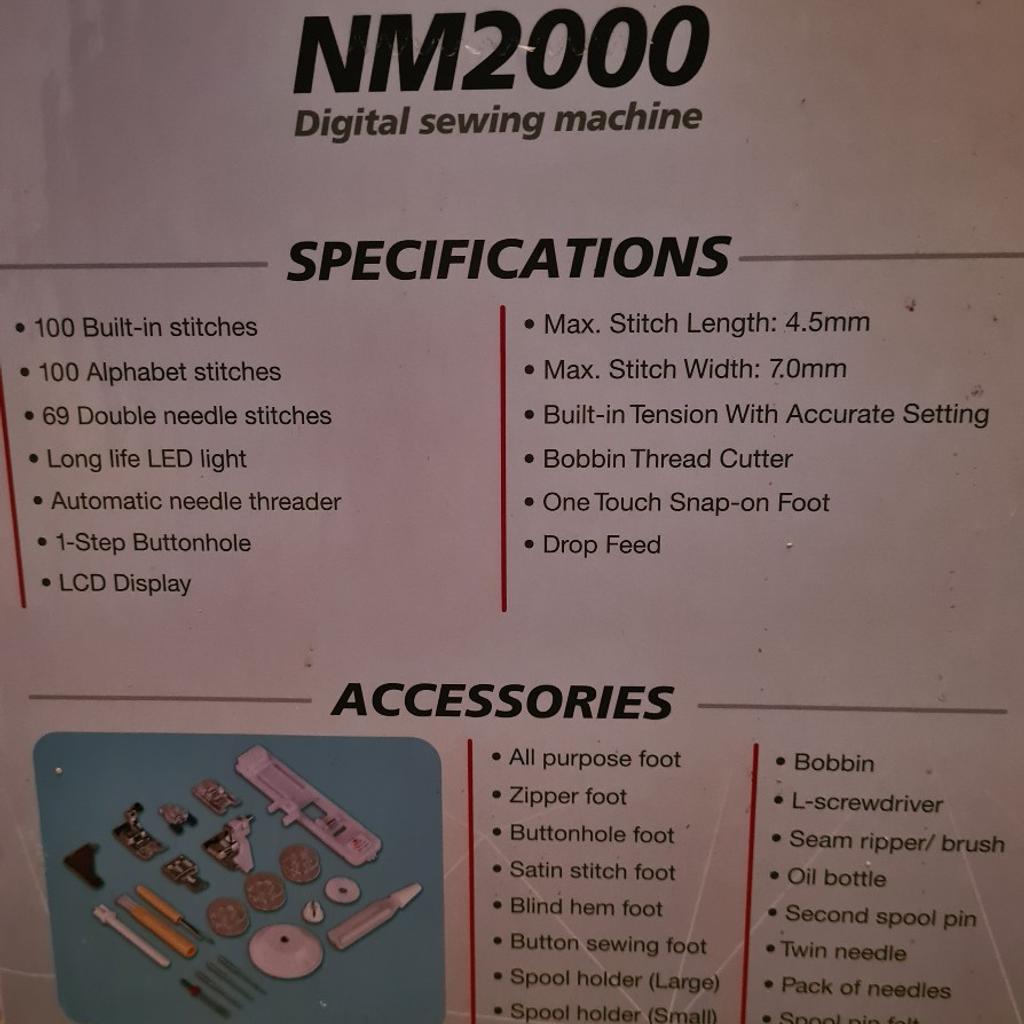 NEW NECCHI NM2000 Digital Sewing Machine in L34 Knowsley for £125.00