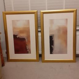 Gold framed abstract prints ideal for lounge, dining or hall way, quite large frames each measuring 58.5 cm w x 90 cm h.
framed with glass.

collection near North Wembley station HA9.
Please see my other items.