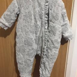 3/6 months baby girl show suit . From- mothercare      
Hardly worn cost for this £29 . Beautiful combination flower inside. Smoke, Covid and pet free home.
