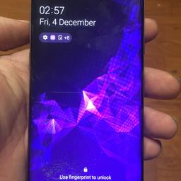 Samsung s9+ owned since new. All fingerprint scanners, Face ID, iris scanners in full working order. Broken glass does not affect any aspect of the phones working condition. All sensitivity has been retained and no bleeds. Glass is about £10 + fitting. Selling due to upgrade, sad to see her go. No box or accessories. If it makes you happy can buy a box for £5 off these selling sites.