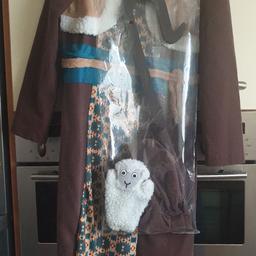 Shepherd costume for kids in excellent condition with accessories including staff x2, small sheep puppet and matching head cloth.