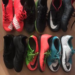 Moulds and Astro 
Puma size 4 new never worn £8.00

Adidas messi USED £3.50 black/green 
Adidas cooper USED £3.50 black 
Nike hyper venom USED £3.50each blue/white orange/green
Nike Black  USED £3.50

Sizes 2, 3 and 4 

COLLECTION Lavender hill Sw11