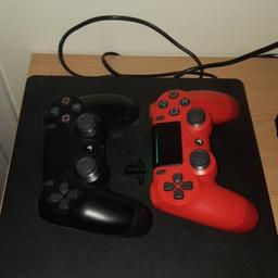PS4 with a red controller no black controller
Comes with Leads but no controller lead