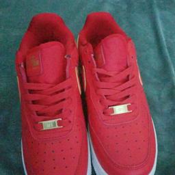 brand new red and gold custom Nike Air Force ones size 4 and a half