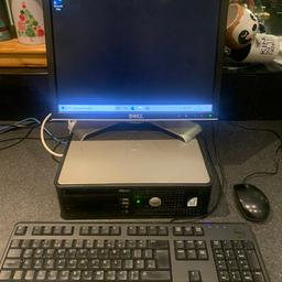 Dell Optiplex 780 Desktop

Pentium Dual Core E5700 CPU @3.0Ghz
250 GB HDD
4GB DDR 3 ram
Ethernet Connection (no wifi)
No CD drive installed

Windows 10 and Office 2007

Complete with all cables, mouse, keyboard and monitor.