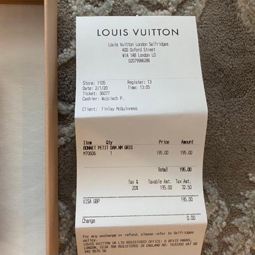 Louis Vuitton Petit Damier Hat, Grey, Free