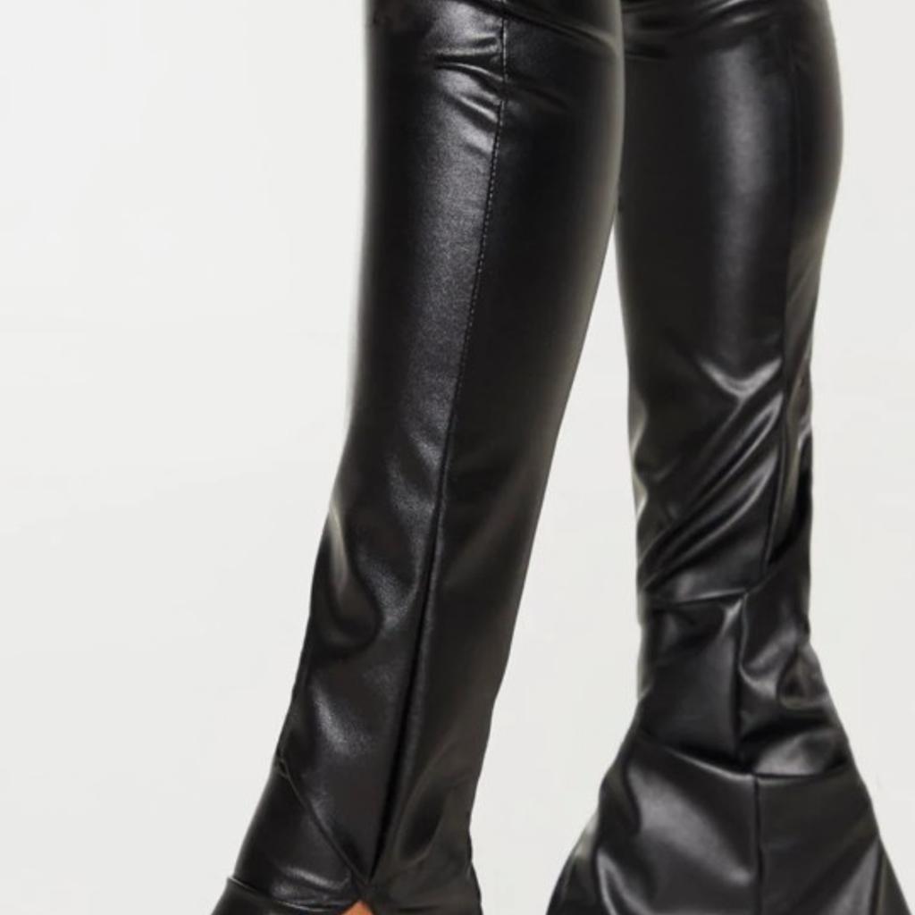 shape black pu split hem trousers in W1F London for £5.00 for sale