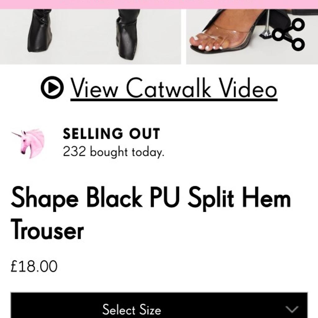Shape Black PU Split Hem Trousers