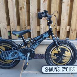 Batman Bike in good used condition and in full working order 16 inch wheels 8 inch frame for ages 5-7 
All bikes come with a free puncture repair kit untill Christmas 
£30 ono Almondbury Huddersfield