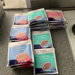 Brand new meal replacement shakes
14 Chocolate Mint Shakes
6 Strawberry Shakes
17 Chocolate shakes

Expiry dates:
Chocolate shakes - 18.10.21
Chocolate mint shakes - 11 of them expire on 23.11.21 and 3 of them expire on 27.10.21
Strawberry shakes - 4 of them expire on 29.10.21 and two of them expire on 10.08.21