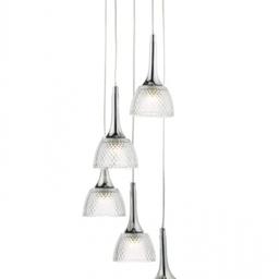 The Eva Pendant Light has a smart, modern look, with 5 half globes in chrome and glass descending in a graduated pattern.

Dimensions(H)120, (W)20cm

FixingsIncluded

Material of base Metal

Material of shade Metal and glass

Diameter of fitting 200mm
Maximum bulb wattage 20W

Recommended alternative bulb 2-3W LED Equivalent

Wiring required Yes

Energy class ratingA++ to E

Number of bulbs required 5

Dimmable No