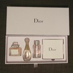 Dior Mini Fragrance/Perfume Set with Dior gift box and Dior gift bag
Contains
Miss Dior 5ml edp
J'adore 5ml edp
Joy 5ml edp
Comes in its original box
Also a bigger gift box with the Christian Dior Ribbon, Gift Tag and Dior gift bag
£30
Collection from B16
Preferred delivery Royal Mail Guaranteed by 1pm £8.80
Royal Mail 2nd Class Signed £4.10

The option is yours for delivery my preferred method would be £8.80 to avoid late delivery