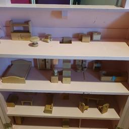 dolls house and furniture for sale...collection only...20.00 pink but can be painted over sold as seen...dudley area