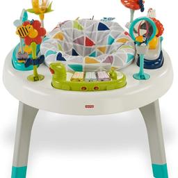 fisher price 2-in-1 sit and stand play centre 
in very good condition one of the toys is missing shown in the picture 
Fisher-Price 2-In-1 Sit-To-Stand Activity Center

An exciting entertainer with 360 degrees of wild activities that grows with your baby!

Your little monkey will have a blast in this 2-in-1, safari-themed entertainer—it ""grows"" along with your child! As your baby sits in the comfortable fabric seat, a platform full of animal toys and exciting activities