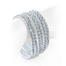 Six piece silver colour crystal elasticated bracelet set. Classic look 4mm wide six piece silver colour elasticated diamante bracelet set.
