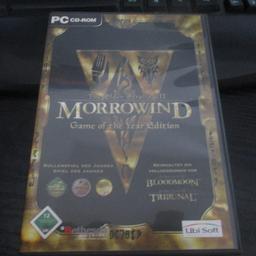 The Elder Scrolls III: Morrowind ist ein Computer-Rollenspiel des US-amerikanischen Entwicklerstudios Bethesda Softworks und der dritte Teil der Elder-Scrolls-Hauptreihe.

Das Spiel wurde nie wirklich benutzt. Daher sind auch die CDs in entsprechend neuwertigem Zustand.

Versand exklusive: Deutsche Post Maxi 2,70 Euro.