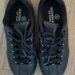 Black sketchers work shoes/trainers. Worn once. Pick up only Southdene Kirkby.